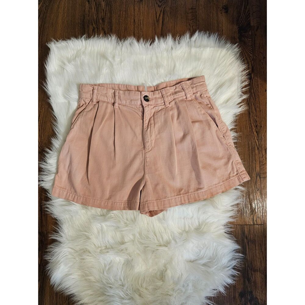 Free People Pink Pleated Shorts High Rise Casual Summer Size 8